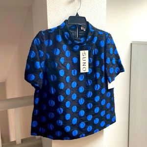 NWT Suno boucle black & blue top. Size 8!